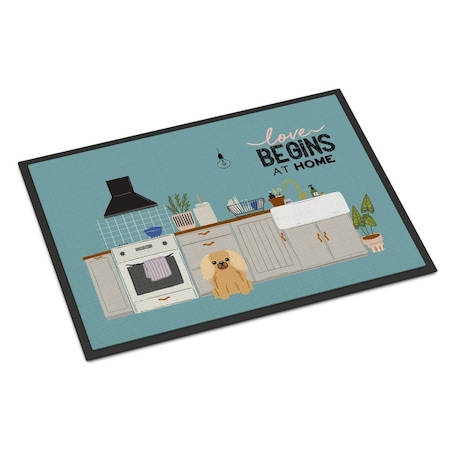 Carolines Treasures 24 x 36 in. Fawn Sable Pekingese Kitchen Scene Indoor or Outdoor Mat CK7808JMAT
